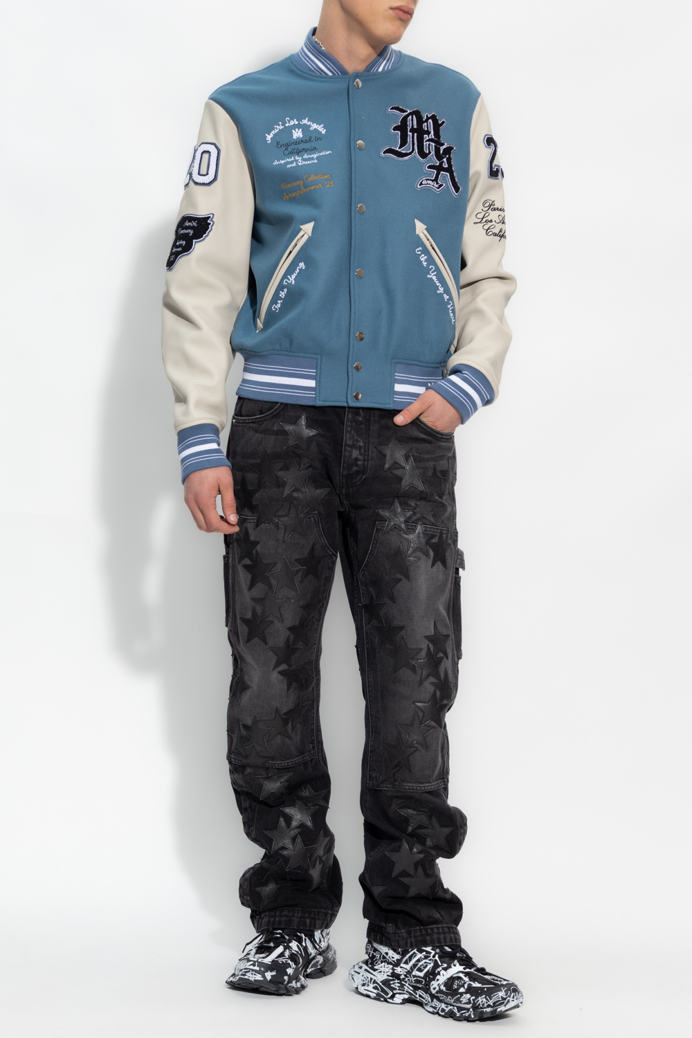 Blue Bomber jacket Amiri VbjdevelopmentsShops Italy Indigo Track Denim Jacket